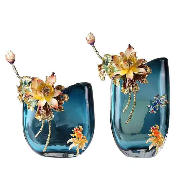 Enamel Color Metal Light Luxury Glass Vase Ornaments Living Room