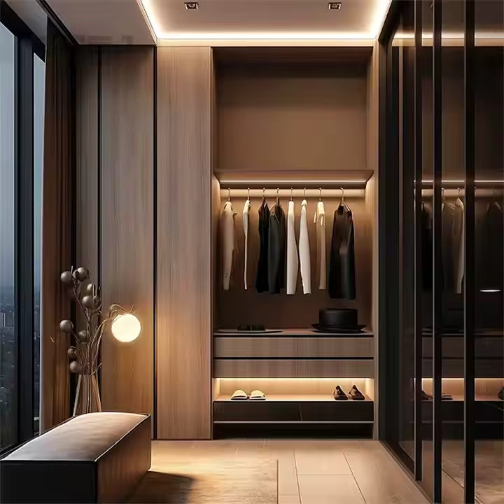 SNEJ Modern Simple Style Wholesale Wooden Wardrobe Good Quality Minimalist Customized Wardrobe Luxury Wardrobe for Bedroom
