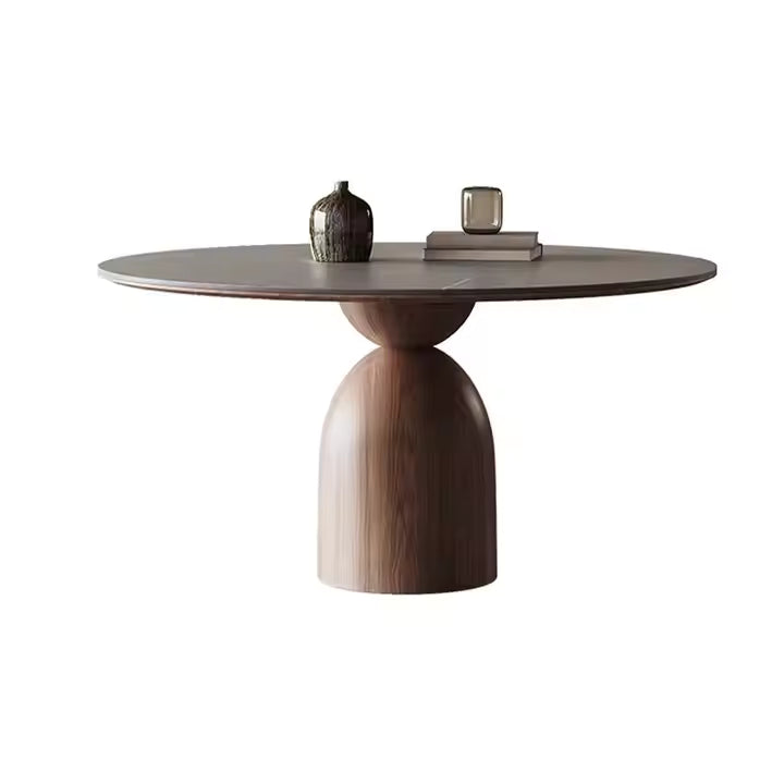 Modern Hotel Dining Room Furniture Style Wood Frame Round Walnut Dining Table and Chair Set Use for Home Hotel Restaurant