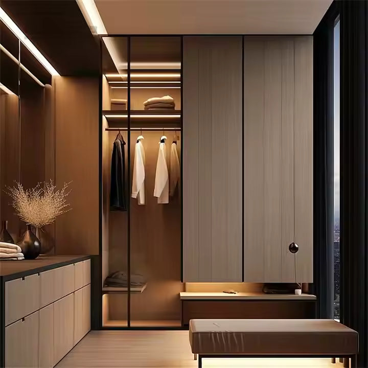 SNEJ Modern Simple Style Wholesale Wooden Wardrobe Good Quality Minimalist Customized Wardrobe Luxury Wardrobe for Bedroom