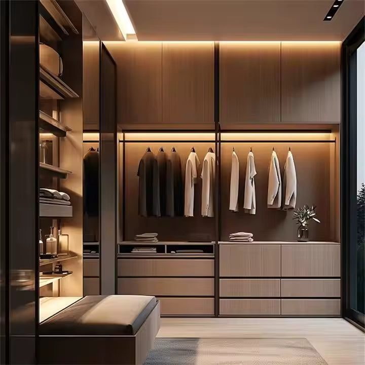 SNEJ Modern Simple Style Wholesale Wooden Wardrobe Good Quality Minimalist Customized Wardrobe Luxury Wardrobe for Bedroom