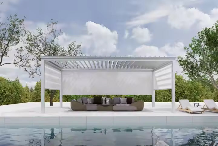 Modern Luxury Aluminum Alloy Motorized Louvered Pergola Waterproof Garden Metal Gazebo Roof with Remote for Outdoor Arbours