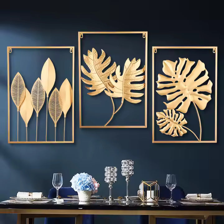 Large Indoor Bedroom Living Room Display Wall Decor Flowers Hanging Metal Modern Gold Luxury Art Decor Home Wall Decor