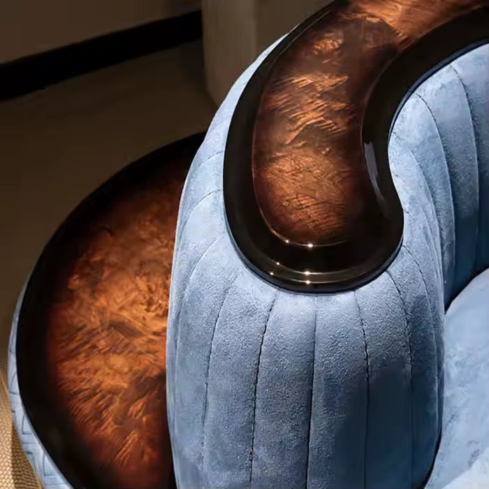 Italian Light Luxury Chenille Cloth Curved Velvet Fabric Sofa Villa High End Hotel Lobby Reception Corner Sofa for Living Room