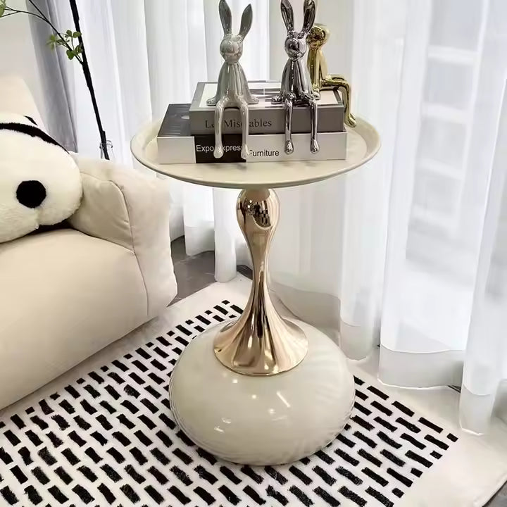 Internet Hot Selling Small Waist Coffee Table Sofa Side Table Italian Style Light Luxury Modern Small Round Table