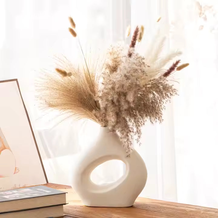 Minimalist Home Decorations Geometric Matte Black Ceramic Flower Vase
