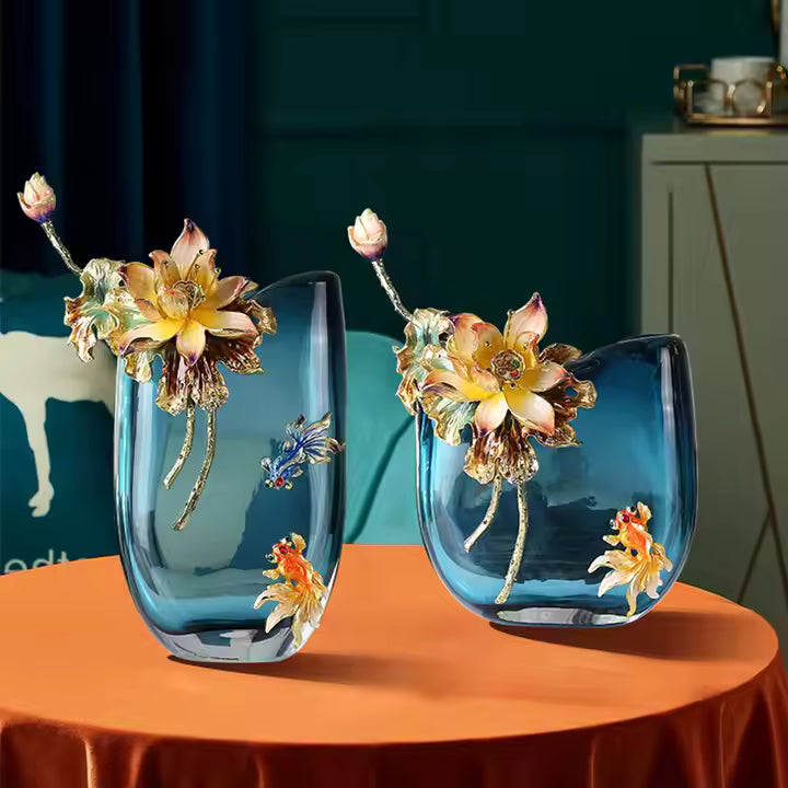 Enamel Color Metal Light Luxury Glass Vase Ornaments Living Room