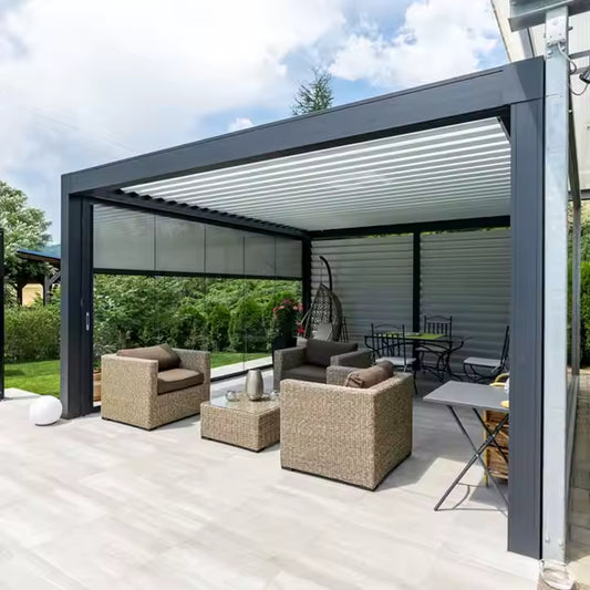 Garden Gazebo Canopy Garden Pergola Outdoor Modern Outdoor Electric Aluminum Pergola Bioclimatic for Backyard/swimming Pool