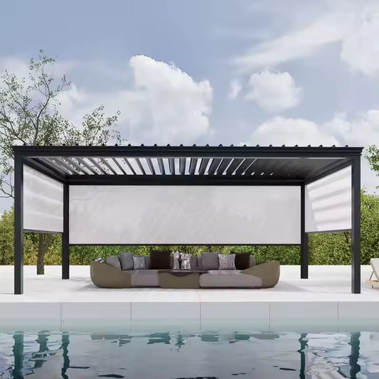 Modern Luxury Aluminum Alloy Motorized Louvered Pergola Waterproof Garden Metal Gazebo Roof with Remote for Outdoor Arbours