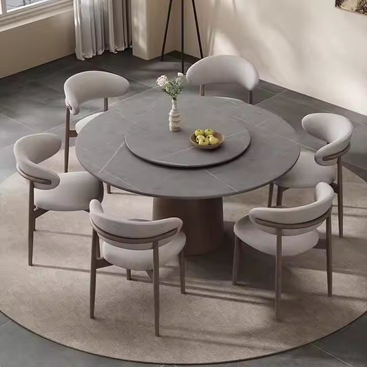 Modern Hotel Dining Room Furniture Style Wood Frame Round Walnut Dining Table and Chair Set Use for Home Hotel Restaurant
