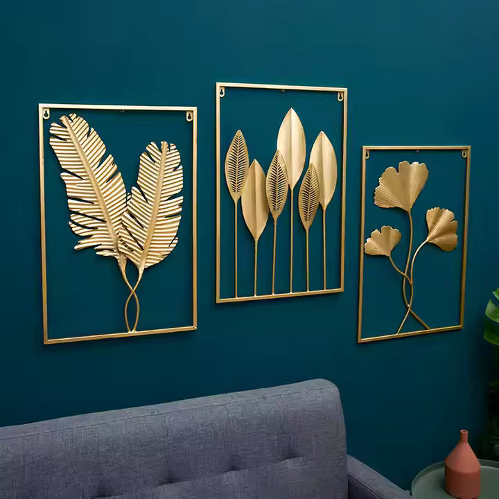 Large Indoor Bedroom Living Room Display Wall Decor Flowers Hanging Metal Modern Gold Luxury Art Decor Home Wall Decor
