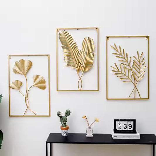Large Indoor Bedroom Living Room Display Wall Decor Flowers Hanging Metal Modern Gold Luxury Art Decor Home Wall Decor