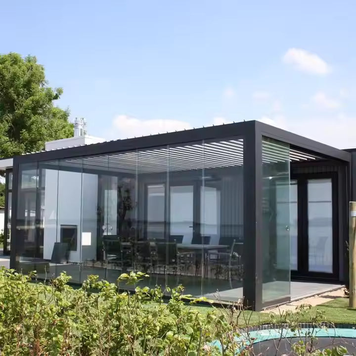 Garden Gazebo Canopy Garden Pergola Outdoor Modern Outdoor Electric Aluminum Pergola Bioclimatic for Backyard/swimming Pool