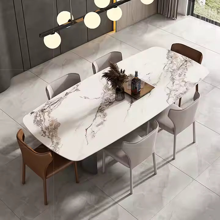 Modern Living Room Furniture Large Size Six Rectangle SLATE Desktop Household Table, With Two Black Metal Legs